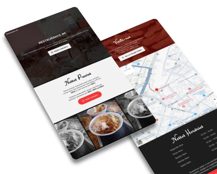 Pantallas en formato para computadores del sitio web restaurantejm.com.br